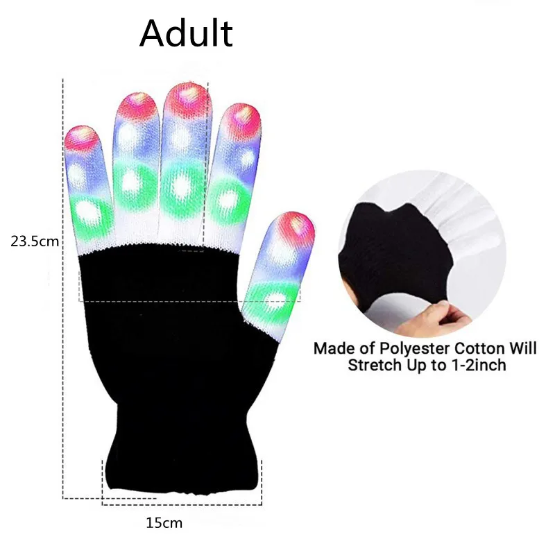 Светящиеся перчатки светодиодная подсветка вечеринка вспышка светящиеся полосы