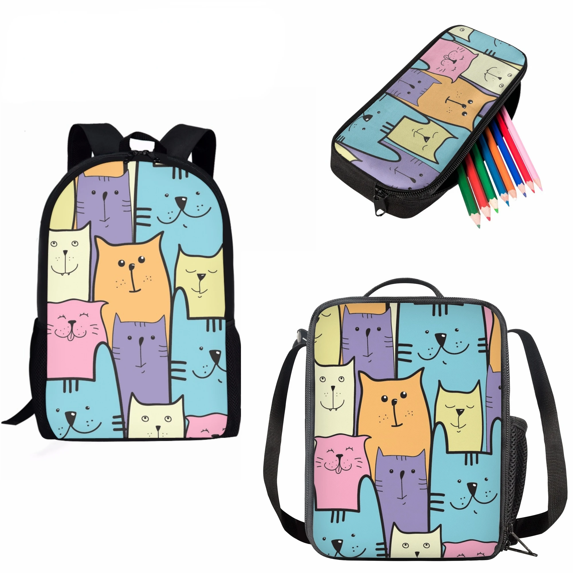 Custom Photo Girls Kawaii Book Backpack Cartoon Cat Print Adjustable School Bag Girls Big Capacity School Schoolbag 2022 Mochila