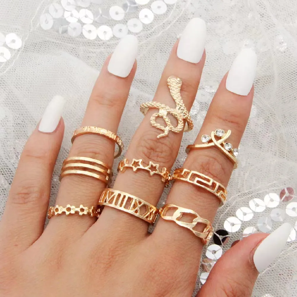 

Cutout Rings for Women Set New Boho Fashion Mood Aesthetic Style Retro Goth Punk Party Jewelry Ring Girls Gifts Popular Products