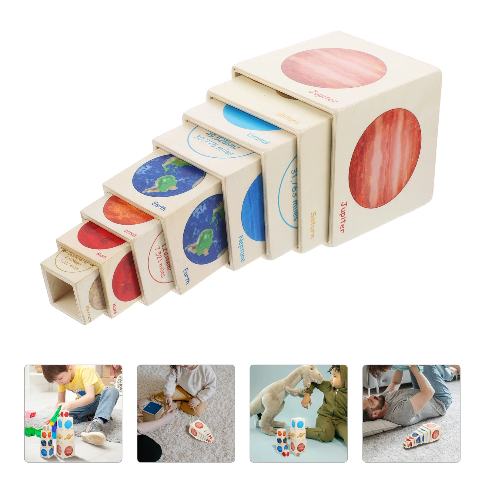 

Stacking Game Toy Planets Nesting Educational Toys Children Baby Wood Cognition