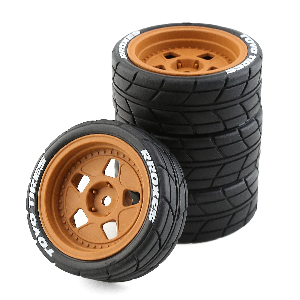 

4Pcs Rubber Tire Wheel Tyre for Tamiya TT01 TT01E TT02 TT02B XV-01 TA06 PTG-2 1/10 RC Car Upgrades Parts Accessories 2