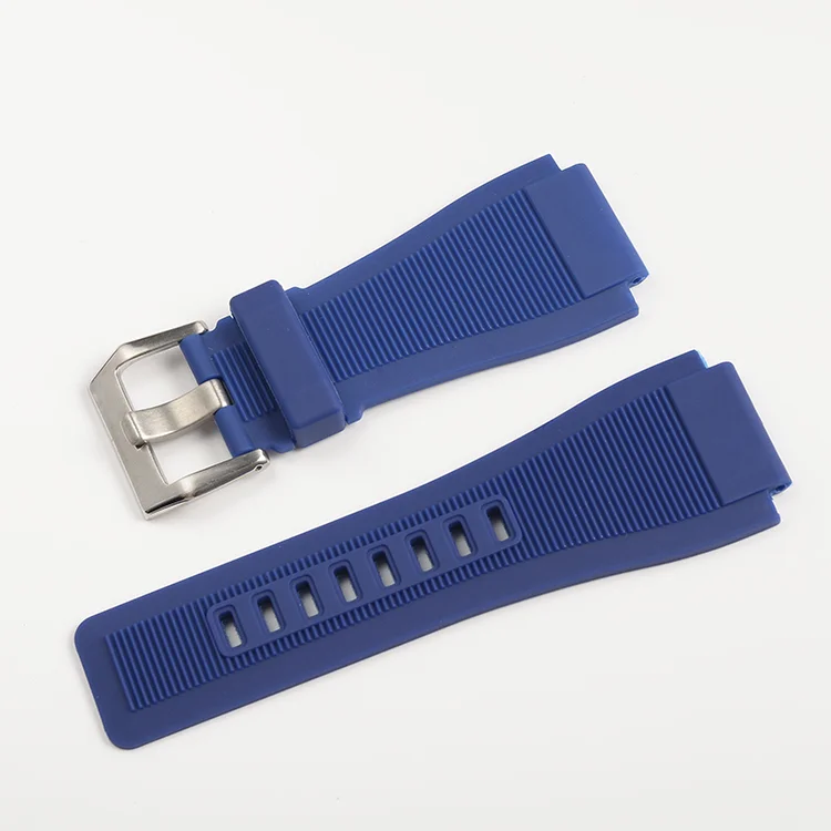 33mm*24mm Black Blue Silicone Rubber Watchband Pin Clasp Diver Resin Strap For Bell Ross BR01 BR03 Watch BR