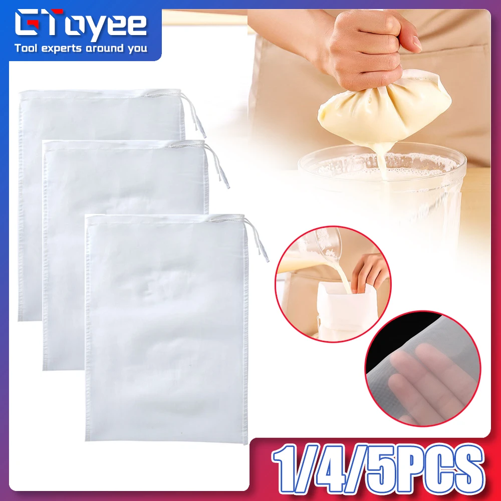 

Reusable Soy Milk Wine Filter Bag Tea Bags Coffee Oil Yogurt Filter Net Food Nylon Filter Bags Strainer for Home Brewing Hop Bag