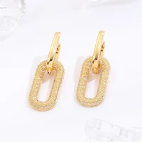 real gold buckle earrings 2022 new geometric lock niche light luxury high end zircon earrings wholesale