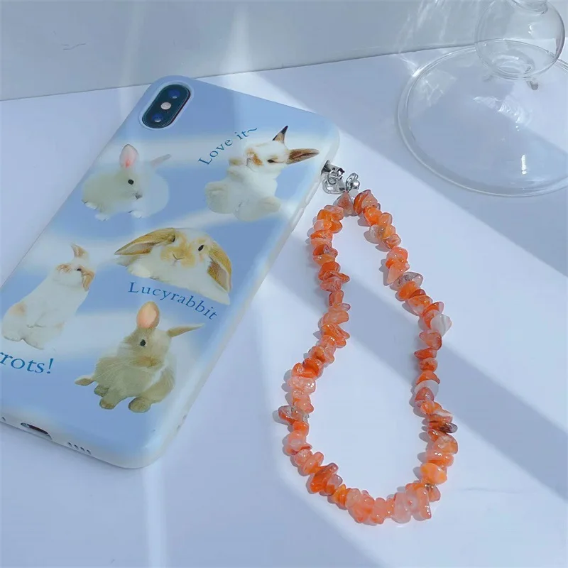 Color Crystal Stone Key Chain Ladies Fashion Cute Romantic Vintage Keychain Charm Korea 90s Aesthetic Phone Chain Decoration New