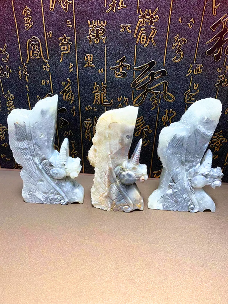 

Natural Crystal Energy Cluster Crystal Gem clear quartz cluster Hand carved Unicorn craft Ornament Reiki gift healing