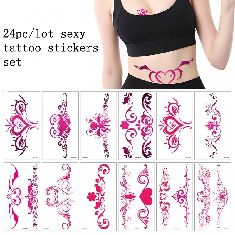 Наклейки женские Имитационные водонепроницаемые для боди-арта 24 шт. в наборе