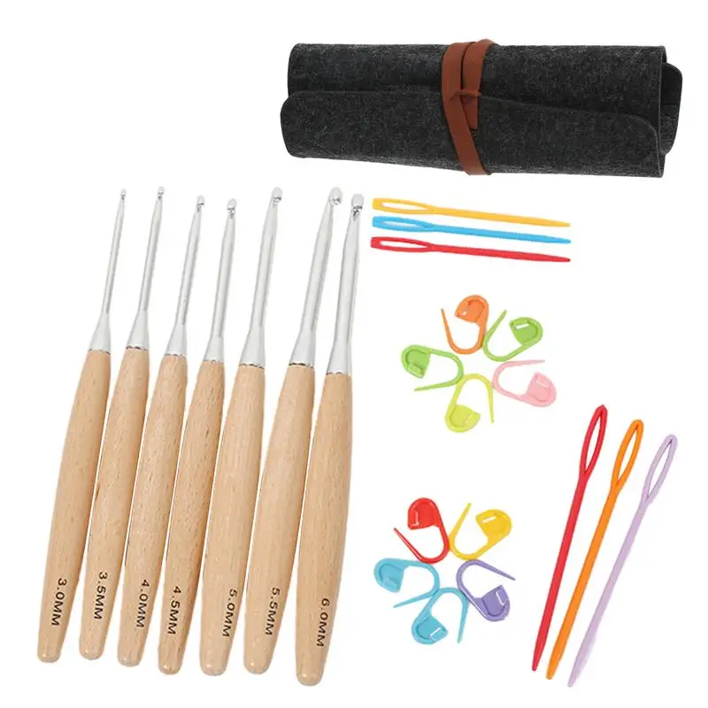 

Wood Knitting Needles Set Crochet Hooks Set Embroidery Needle Wooden Knitting Crochet Needles Crochet Kit