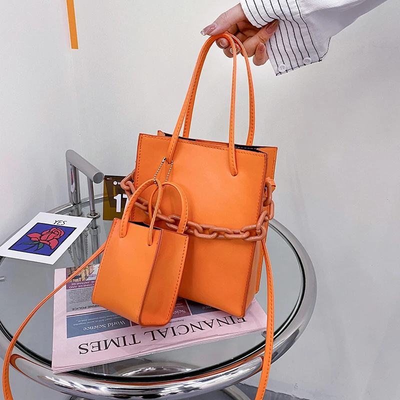 

Сумка-шоппер из искусственной кожи, Женская мини-сумка с украшением, 2021, Женская Повседневная модная популярная новинка, однотонные кошельк...