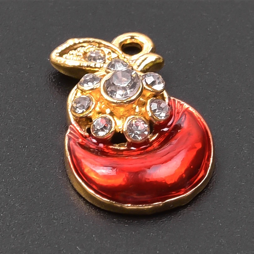 

2pcs/Lot Red Green Dripping Oil Fruit Plant Pear Food Charms Colorful Crystal Rhinestones Alloy Pendant For DIY Women Men Gifts