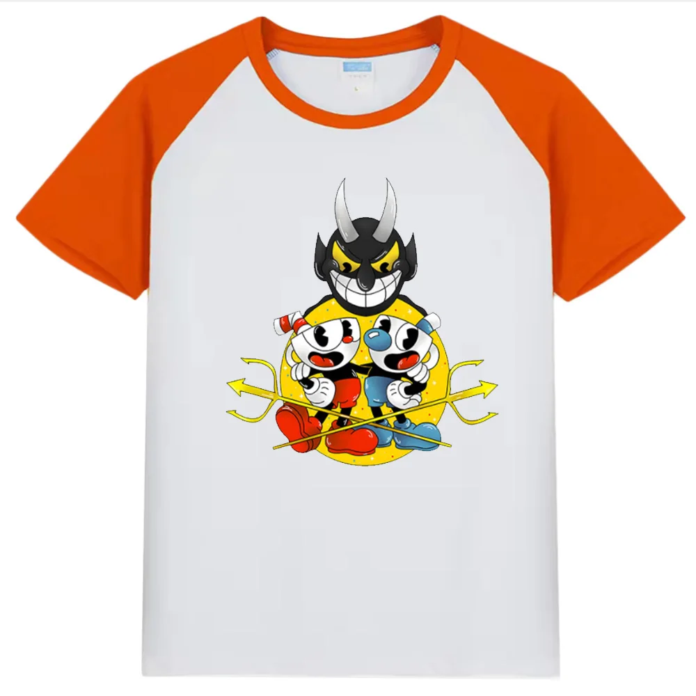

Детская забавная футболка с мультяшным принтом Cuphead, летние топы для мальчиков и девочек из 100% хлопка, одежда для девочек aliexpress uk
