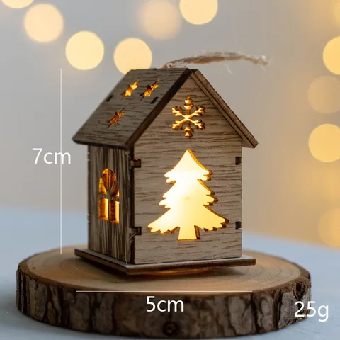 Праздничный светодиодный светильник, деревянный домик, украшения для рождественской елки, украшение для дома, деревянный подарок, оконный Декор (с батареей) 3 LR1130