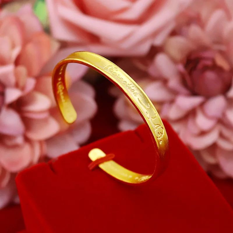 

Luxury 24k yellow Gold Plated Carnation Bracelet for women Fashion Atmosphere Open Bangle Bangle Memorial Day High Jewelry Gifts