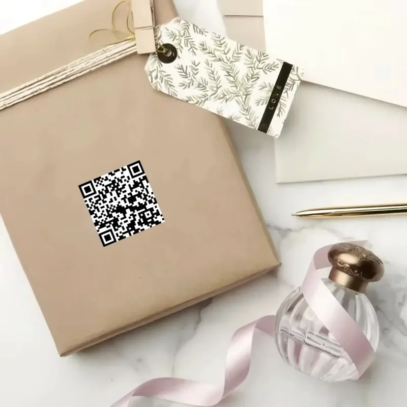 Фото Наклейки с QR-кодом на заказ, персонализированные брендовые наклейки с логотипом, самоклеящиеся этикетки с QR-кодом для бизнеса, создайте свои собственные этикетки №2