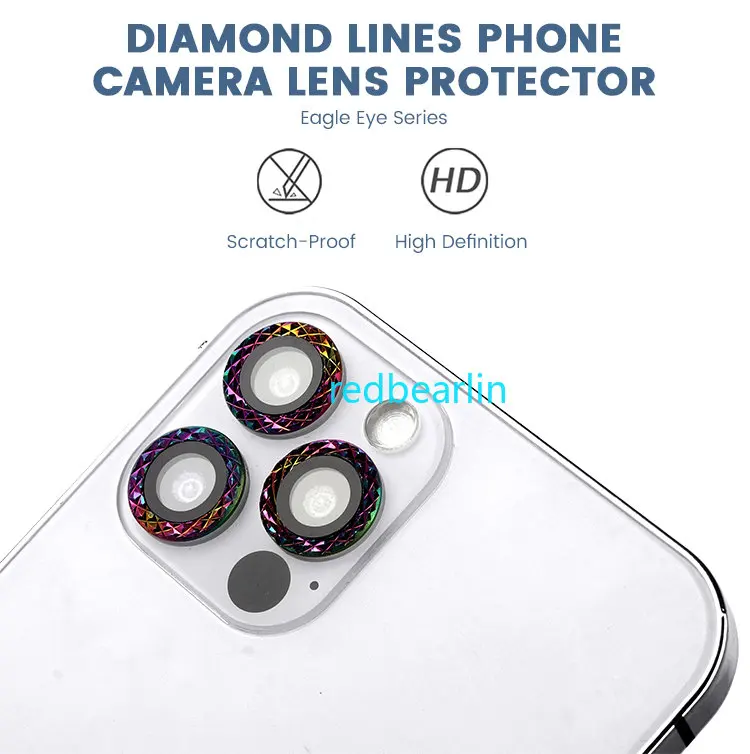 200pcs Diamond Metal Camera Protector for IPhone 14 12 13 Mini Camera Protector Back Camere Len Protection Glass