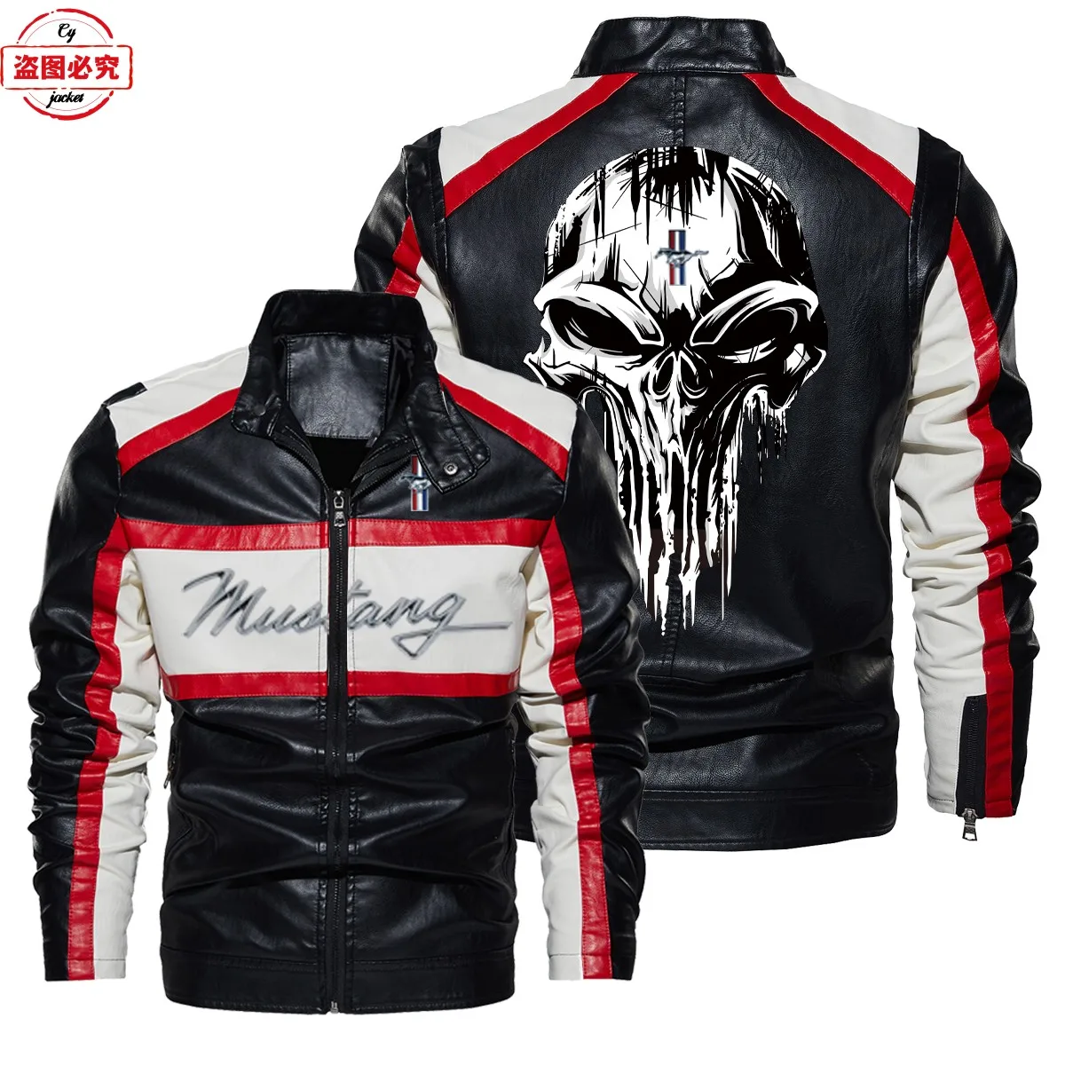 Ford Mustang LOGO потертая куртка из искусственной кожи ветрозащитная мужская