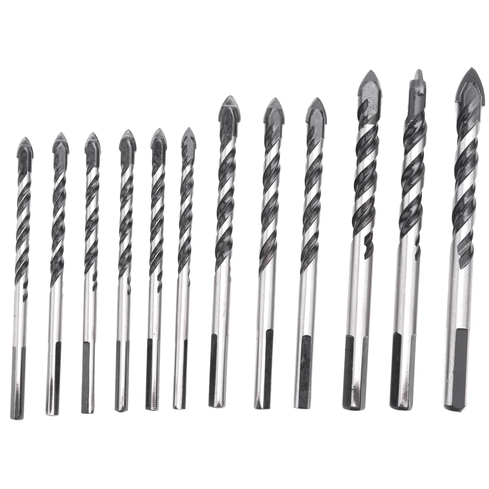 

12Pcs Multi Purpose Carbide Tip Drill Bit Set Special Pear Head Drill Bits For Tile Concrete Brick Glass Ceramic Plastic And