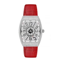 the tonneau minimalist waterproof women ultra thin watches leather band fashion diamond encrusted quartz watch relogio feminina