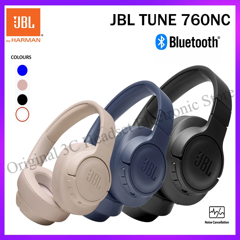 

Original JBL Tune 760NC / 760 NC Bluetooth Wireless Over Ear Headphones Gaming Music Headset Active Noise Cancellation Earphones