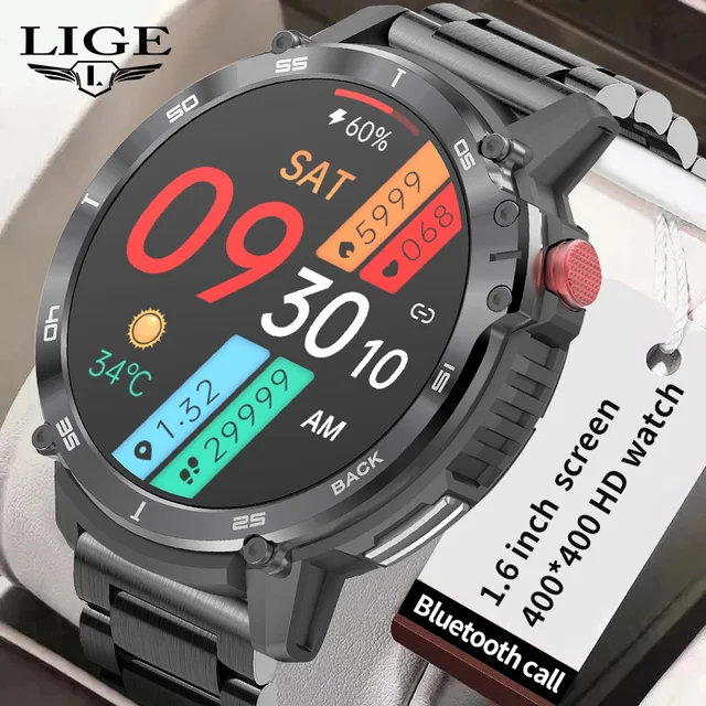LIGE 2023 Smart Watch Men 4G ROM Voice Call Sports Watches Local Music Playback IP68 Waterproof Smartwatch Support TWS Earphone 1