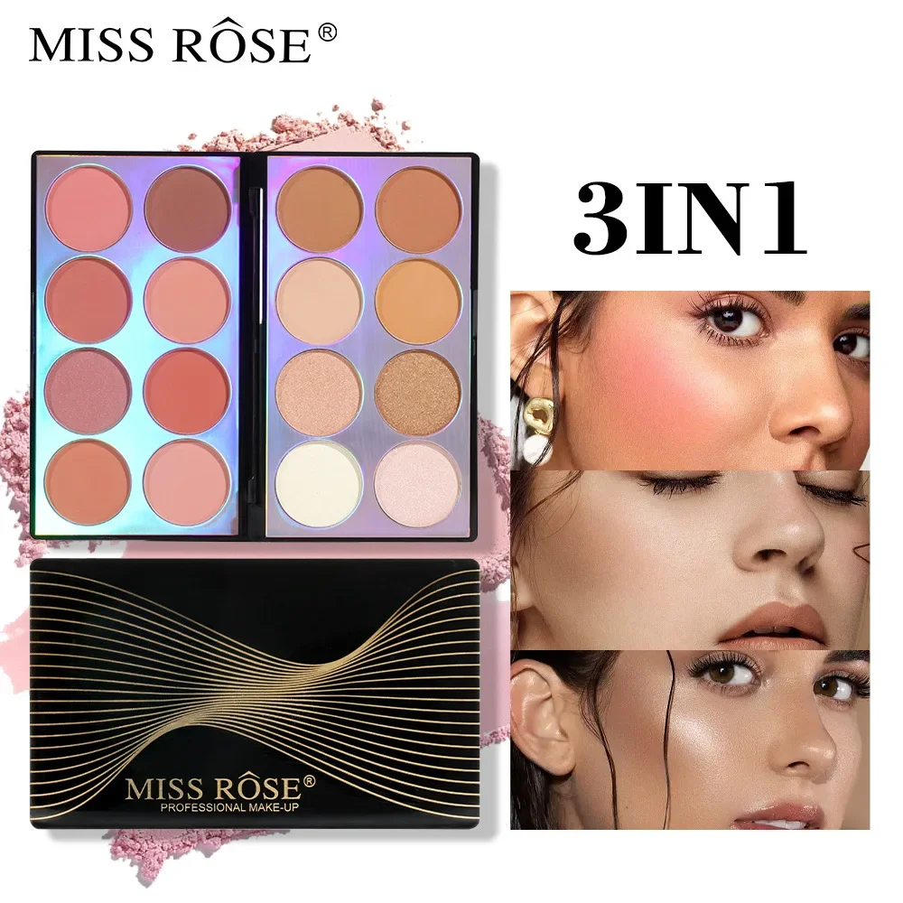 Высокое качество MISS ROSE 3IN1 16-цветные многофункциональные румяна для хайлайтера