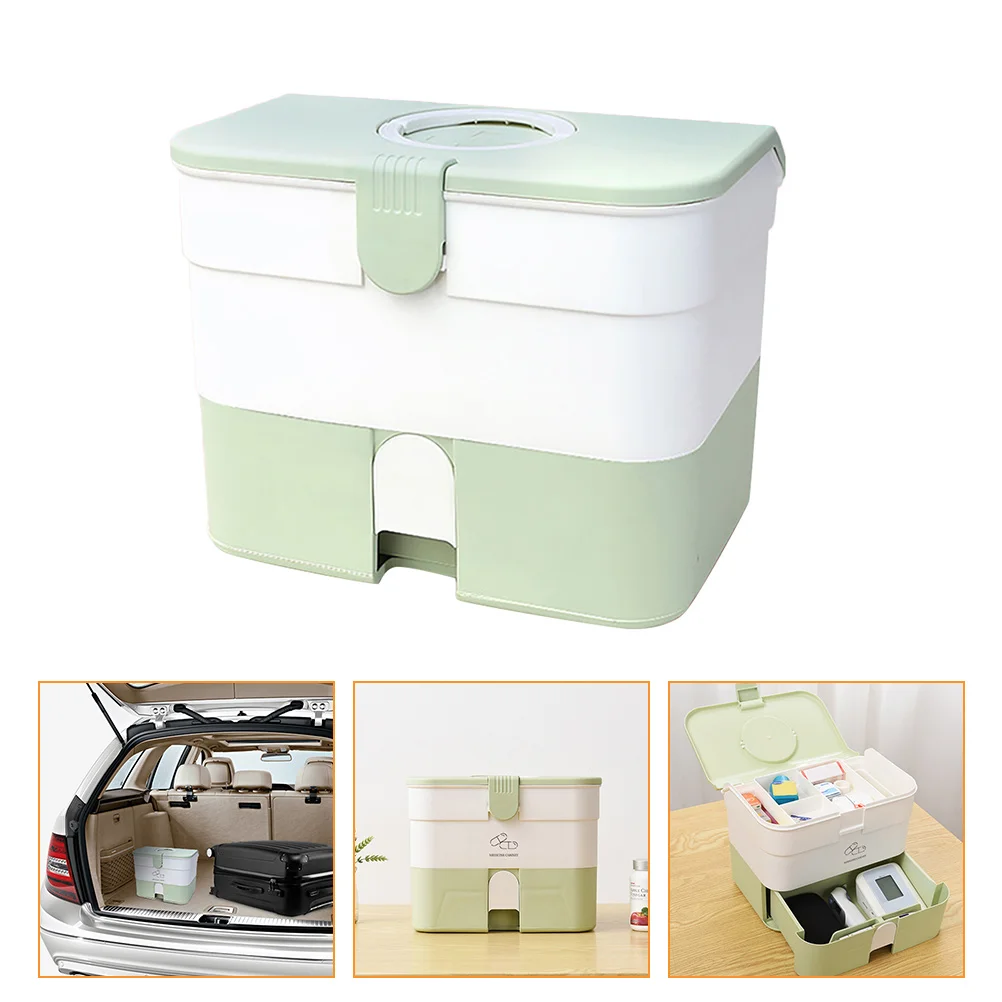 

Box Storage Medication Organizer Case Portable Emergency Weekly Lock Household Container Cabinet Clear Bins Arthritis First Aid