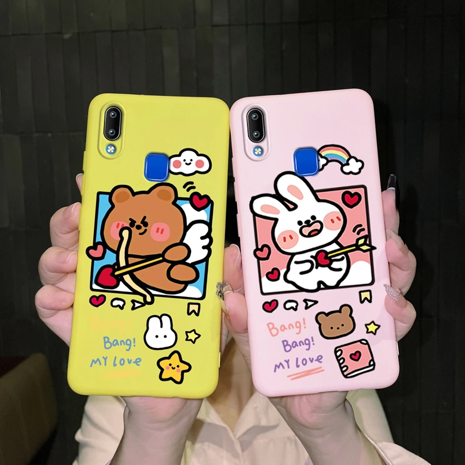 Чехол для Vivo Y95 чехол 1807, милые Мультяшные Чехлы для VIVO Y93 Y91, задняя крышка 1816, Матовый Бампер