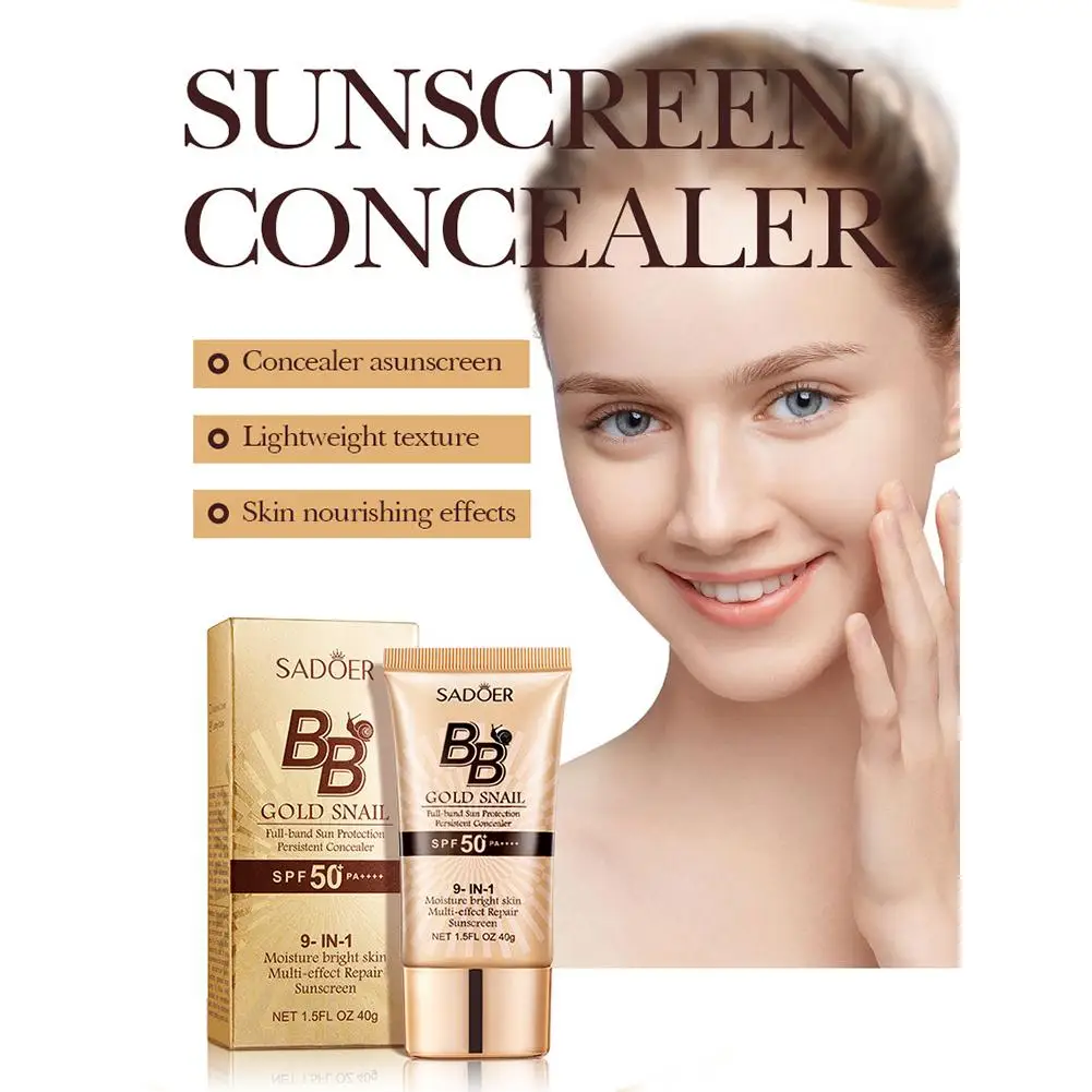 SPF50 Золотая улитка Солнцезащитный крем BB-крем Жидкая основа для лица Тональный