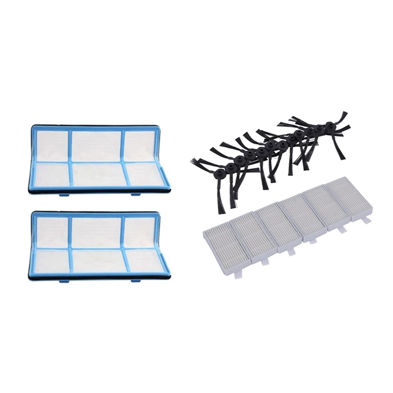 

12X Side Brush 6X HEPA Filter Kit For CHUWI Ilife V5S V5 X5 Ilife V3S V3S Pro V3L & 2X Replacement Primary Filter