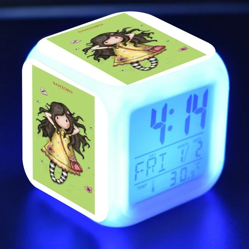Светодиодный Будильник с рисунком Санторо цифровые светящиеся часы-будильник