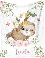 custom name blankets for baby boys girls personalized baby blankets with sloth design for kids throw blanket with cute animal