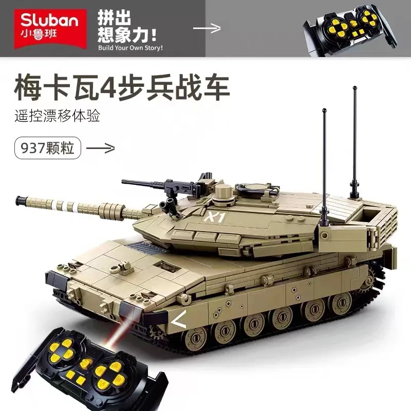 Фото Конструктор SLUBAN RC «Боевая машина пехоты Меркава»: Военная сборная модель, игрушка-головоломка, изысканное украшение для рабочего стола №3