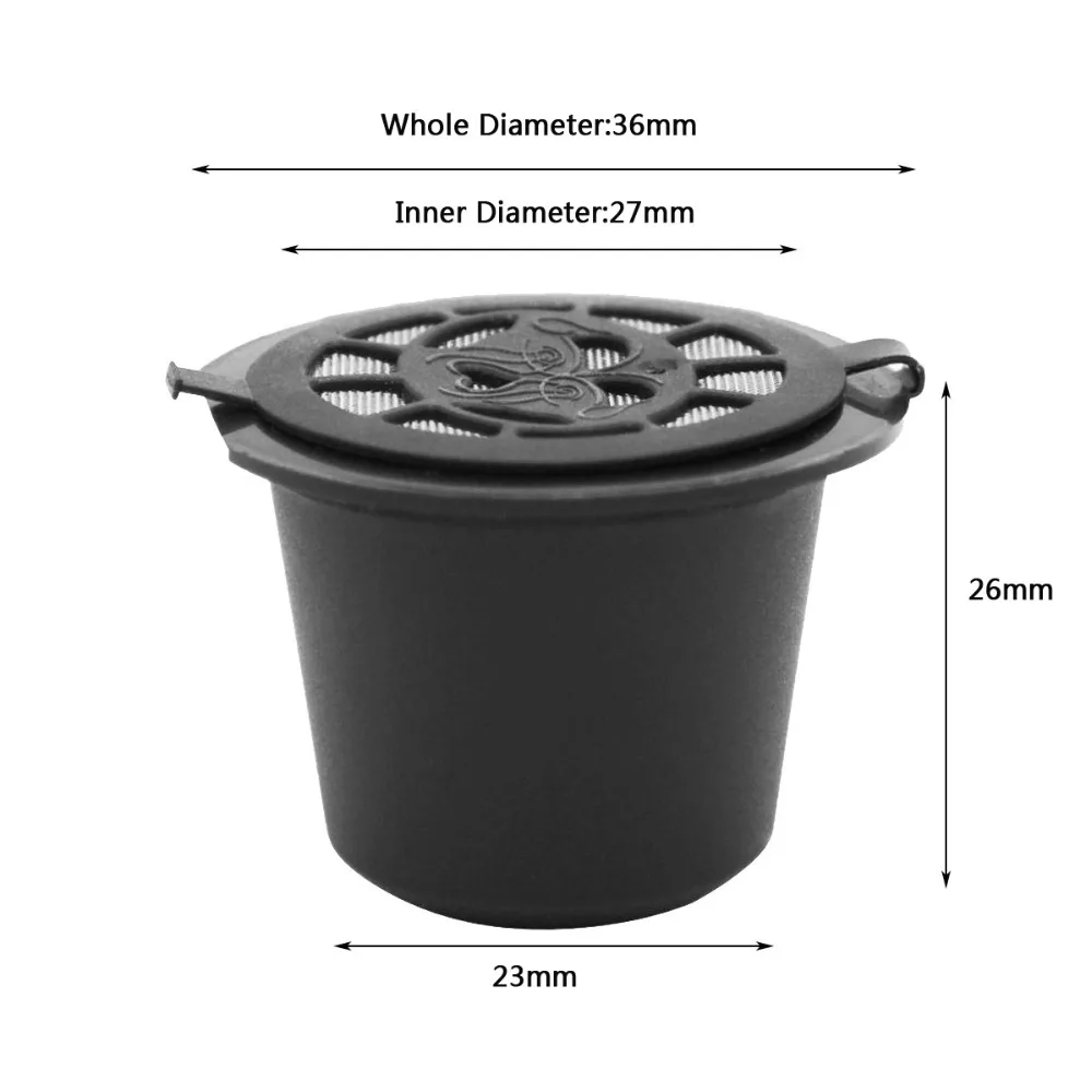 Reusable Nespresso Coffee Capsules Cup With Spoon Brush Black Refillable Capsule Refilling Filter Coffeeware Gift |
