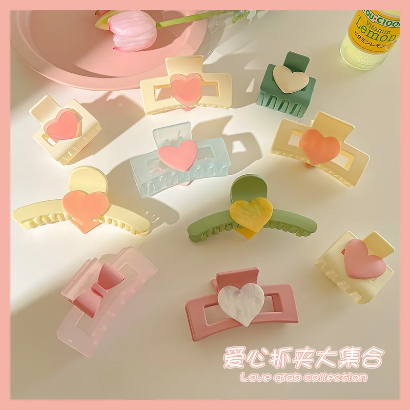 

Пластиковые большие заколки для волос, женские цветочные однотонные заколки-крабы, заколки для конского хвоста, заколки для волос, заколки, ...