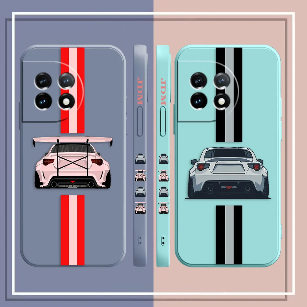 Phone Case For Oneplus 11 10 9 9R 9RT 8 8T 7 7T 5 5T 6 ACE 2V NORD Pro Liquid Case Funda Cqoue Shell Capa Pink Silver Sports Car