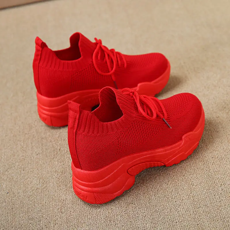 

Женские Скрытые черные туфли на высоком каблуке, дышащая сетчатая повседневная обувь, сетчатая, Весенняя новинка, 2023