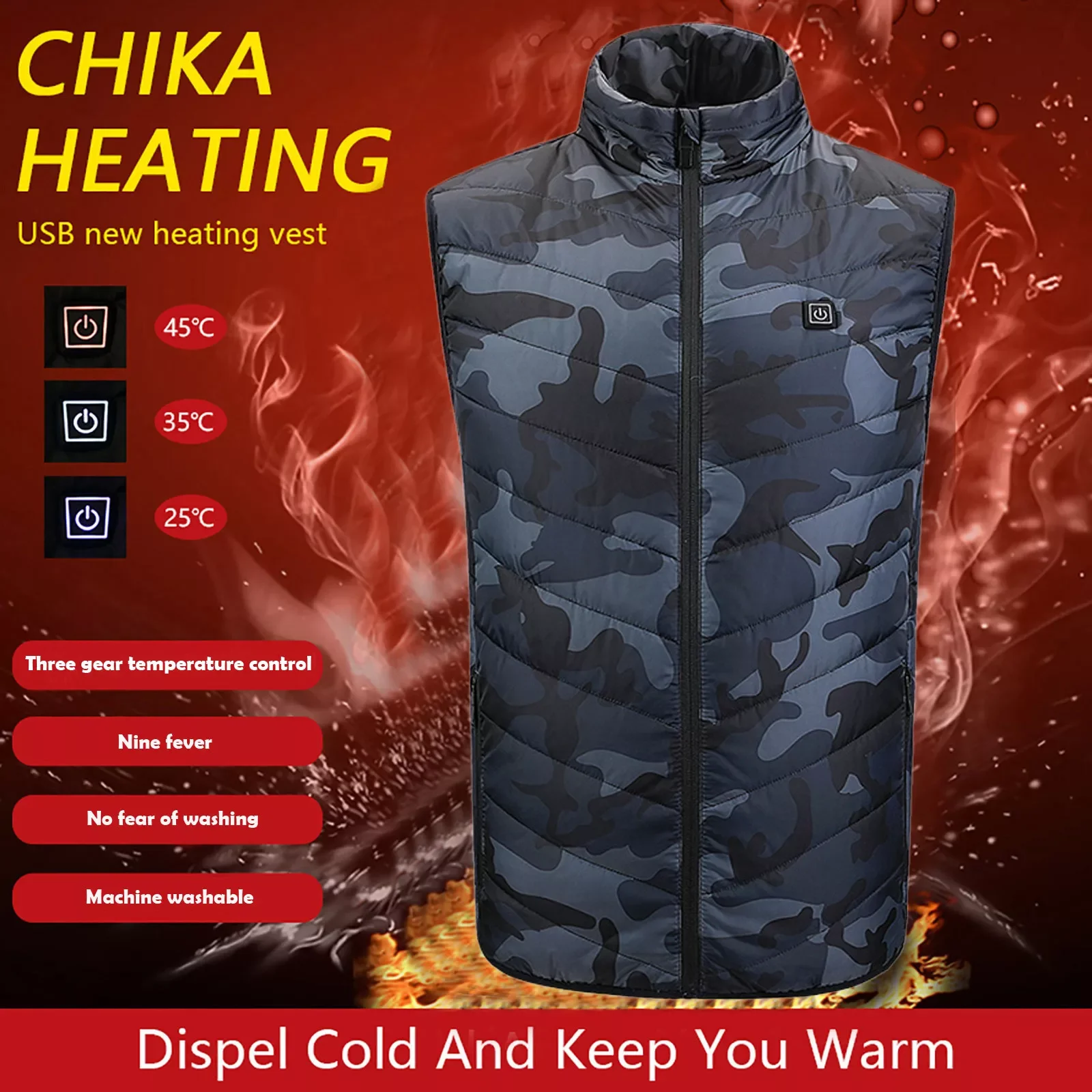 

Жилет с подогревом для мужчин и женщин, повседневная хлопковая куртка с USB-зарядкой и умным контролем температуры, зимнее пальто, 9 моделей
