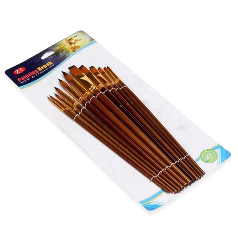 

Paint Brushes 12 Pieces Set, Fine Tip Paint Brush Round Pointed Tip Nylon Brush