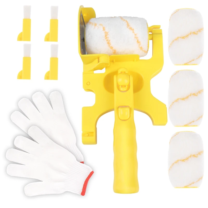 

11Pcs Paint Roller Brush Set Multifunctional Hand-Held Clean-Cut Paint Edger Roller Brush Portable Home Improvement Tool