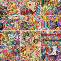 gatyztory painting by numbers candy for adults kids gift home decoration coloring by numbers diy color landscape handpainted