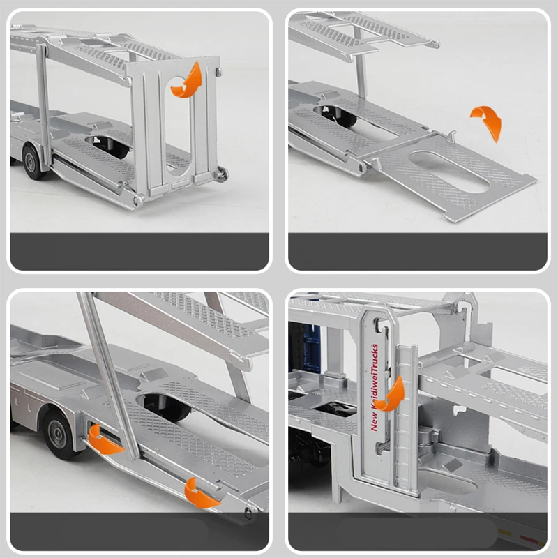 Большая модель прицепа из сплава с двойной платформой литая металлическая