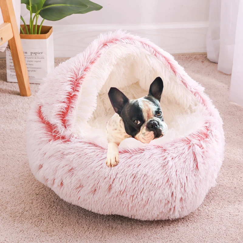 

Dog Bed Round Plush Cat Warm Bed House Soft Long Plush Pet Dog Bed For Small Dogs Cat Nest 2 In 1 Cat Bed Cushion Sleeping Sofa