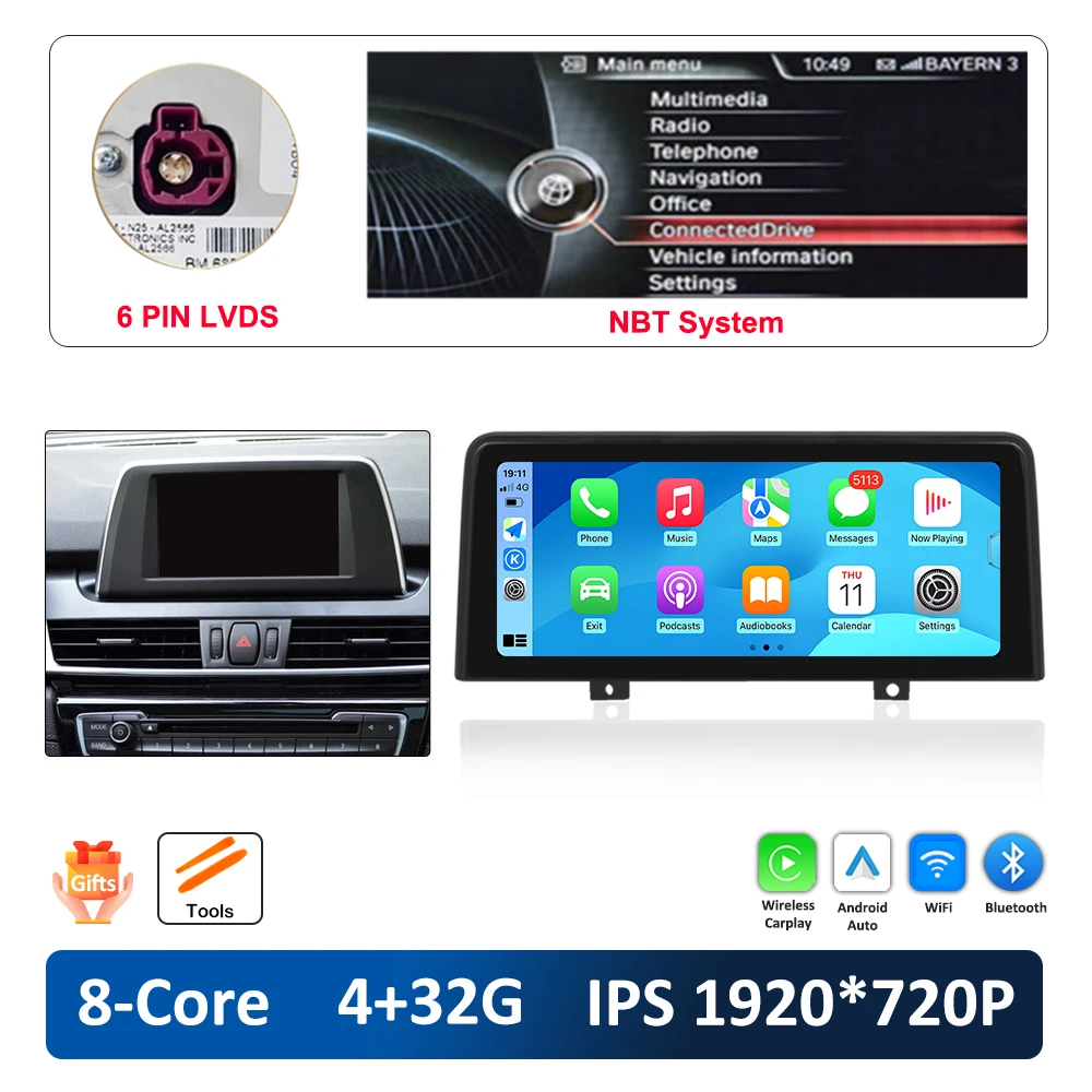 

12,3 дюйма для BMW 2 серии F45 F46 2013-2019 NBT EVO Система Android Автомобильный радиоприемник Видео Мультимедийный плеер DSP Стерео 4G WiFi GPS Navi