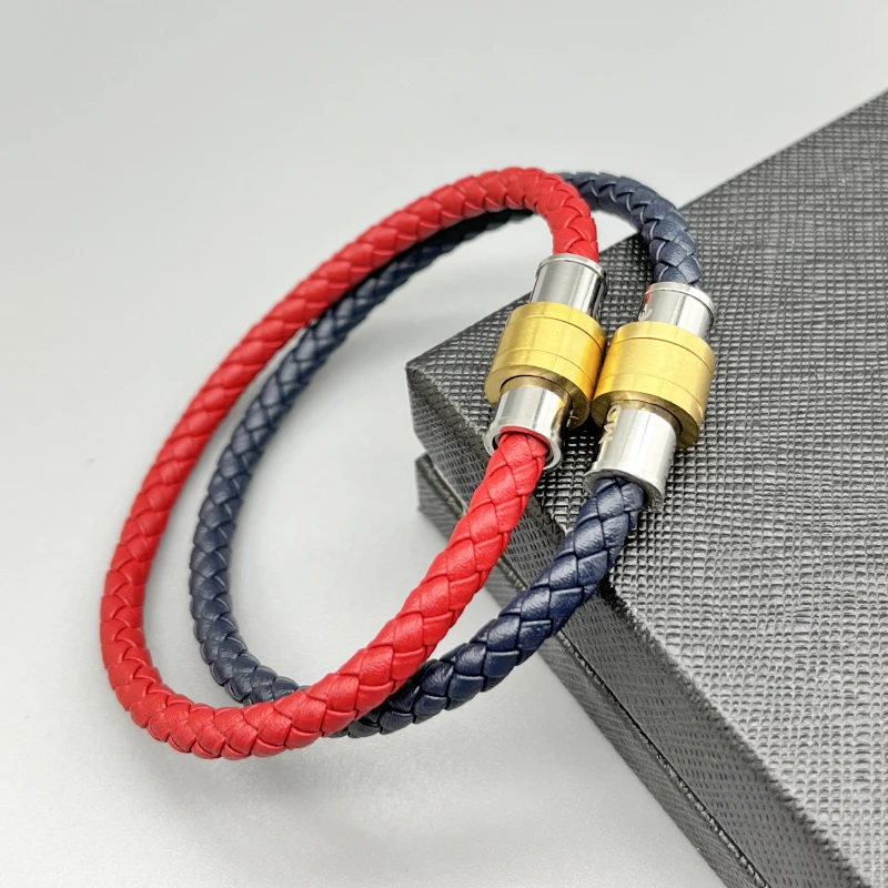 

Браслет LAN MB, Золотое кольцо, магнитная пряжка, цвет синий, красный, ремешок на руку, подарок любимому