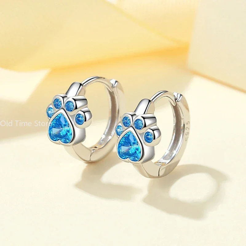 Женские серьги-кольца в виде кошек и собак из серебра 925 пробы