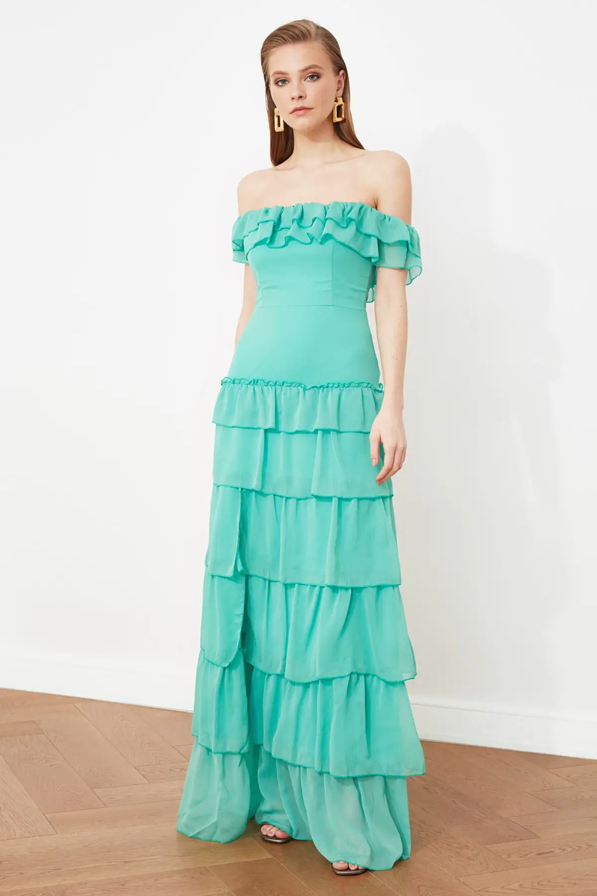 Trendyol Ruffle Detail Evening Dress &amp Graduation Gown TPRSS20AE0224 | Свадьбы и торжества