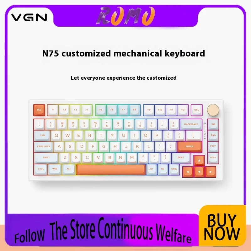 Механическая конструкция клавиатуры Vgn N75 Pro компактный дизайн 75% клавиши горячей