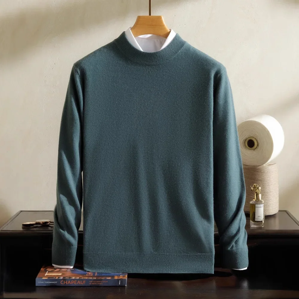 Men's Half Polo/Turtle Neck Wool Sweater New Arrival Fall/Winter 100% Mountain Fashionable Warm Soft Knit Base Layer