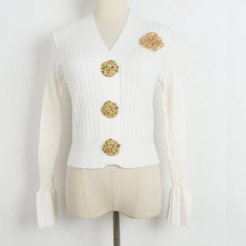 [ZOCI] Легкий роскошный вязаный кардиган топ 2024 осенний предмет расшитая блестками