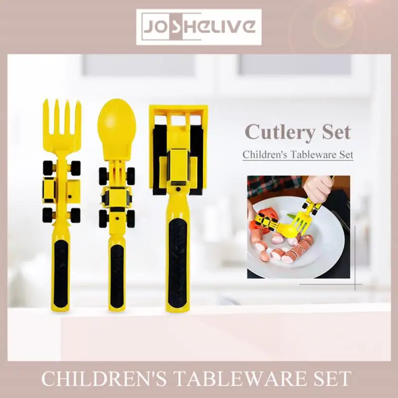 

Bulldozer Shovel Fork Set Food Grade Excavator Spoon Car Tableware Set Non-slip Children's Dinnerware Home Kitchen Children Tool